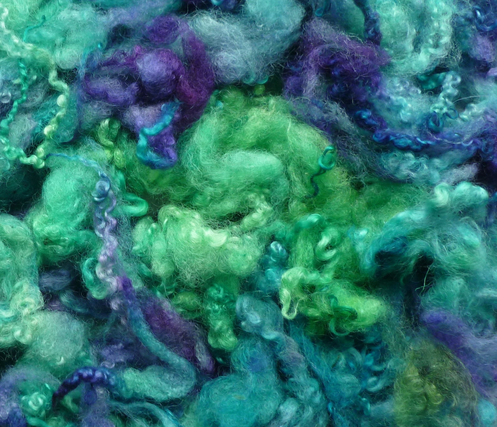 Curly wool needle felting purple/green/blue handdyed Etsy