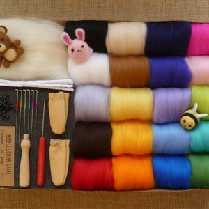 Needle felting starter kit - beginner wool needle felting kit