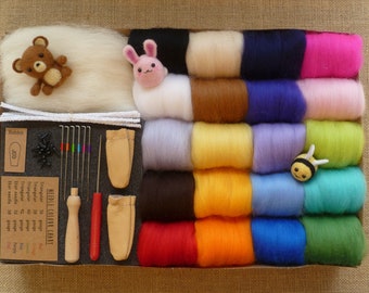 Needle felting starter kit - beginner wool needle felting kit