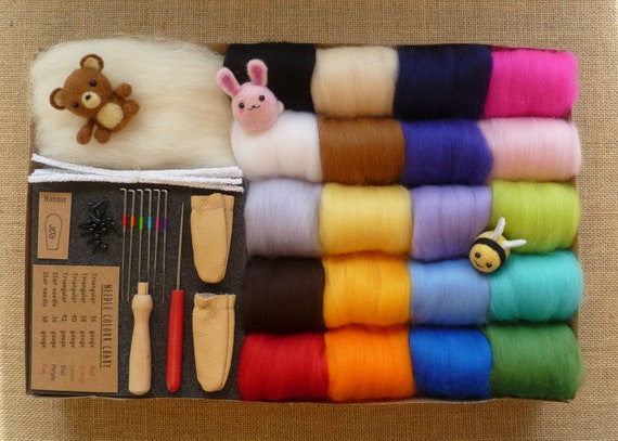 MIUSIE Multicolor Needle Felting Kit Wool Felting Tools Handmade