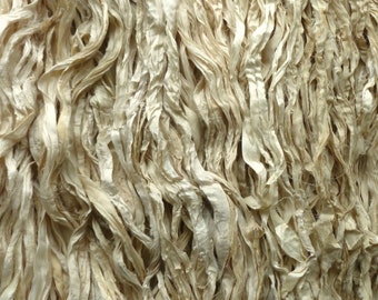Recycled Sari Silk Ribbon – Cream Embellishment Crafting Materia