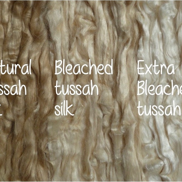 Tussah silk fibre mixed bag or seperate colours - silk roving -wet felting silk fibres -needle felting silk fibres - silk fibre for spinning