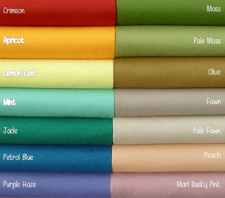 Wool felt sheets 12”x18” Top quality - PICK ANY COLORS 63 - 7 New Col…
