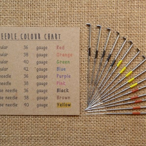 Revese felting needles, rainbow colour coded needles 36 gauge, 38 gauge, 40 gauge reverse felting needles -needle felting needles