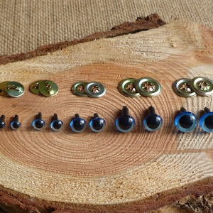 Blaue Sicherheitsaugen 5 Paar 5-10 mm, für Handwerk, Puppen, Spielzeug Tiere Metallscheiben
