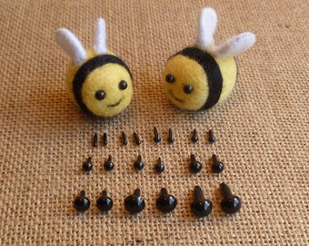 Schwarze Spielzeugaugen 10 Paare 2-8 mm (ohne Rückseite) für Puppen, nadelgefilzte Tierchen,
