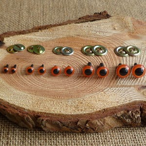 Toy safety eyes High quality multi use orange eyes 5mm, 6mm, 7mm 9mm, 10mm - toy animal eyes - needle felting eyes - combined shipping