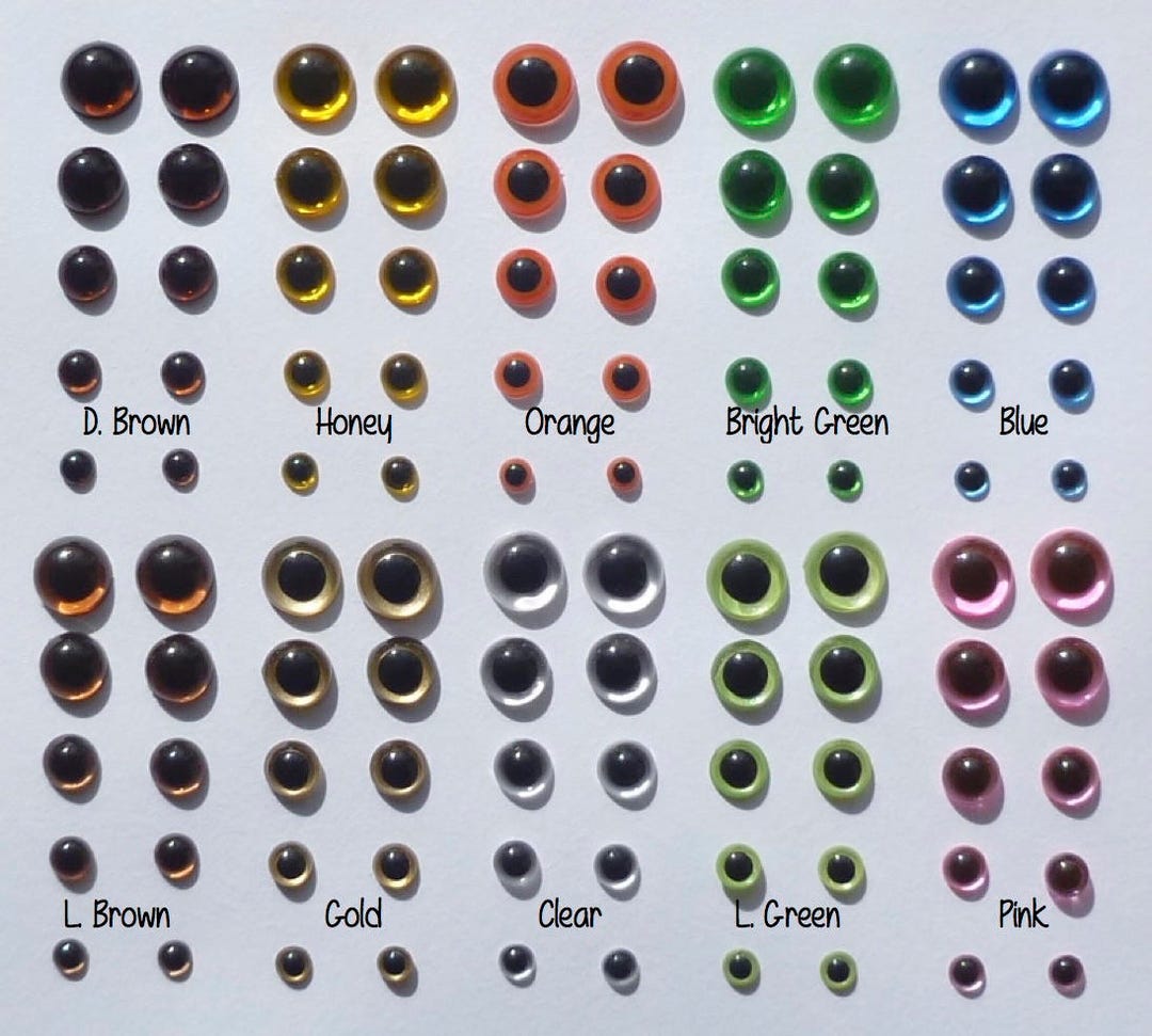 9mm Transparent Plastic Back Eyes Choice of Colours Safety Eyes