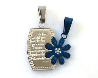 Couple My World Flower Lover Steel Pendant Necklace Chain Jewelry 1 Pair #C52