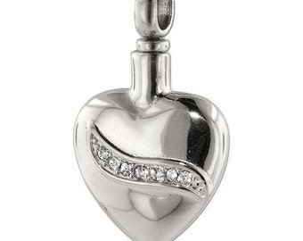 CZ Heart Cremation Urn Necklace Cremation Jewelry Pet Urn Memorial Keepsake Ash Holder Pendant Includes Funnel
