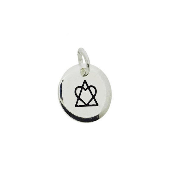 Adoption Symbol Triad Pendant Charm Drop Necklace - Heart and Triangle