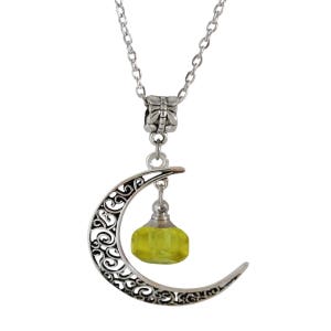 Urn Cremation Necklace Cresent Moon Pendant with Crystal Vial Ash Holder Jewelry Includes Funnel