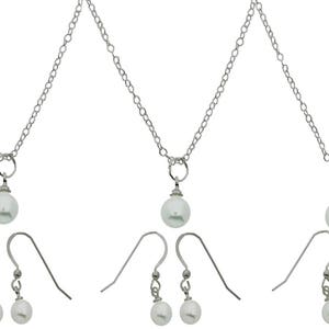 Bridesmaid Pearl Necklace Set, Flower Girl Necklace Set, Flower Girl Pearl Necklace, Bridesmaid Necklace, Bridesmaid Gifts