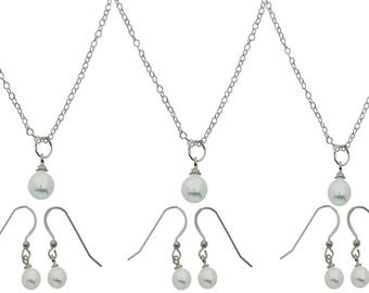 Bridesmaid Pearl Necklace Set, Flower Girl Necklace Set, Flower Girl Pearl Necklace, Bridesmaid Necklace, Bridesmaid Gifts
