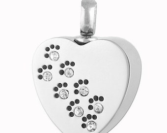 Paw Cremation Urn Necklace Heart Urn Paw Jewelry Pet Urn Memorial Keepsake Pendant Includes Funnel