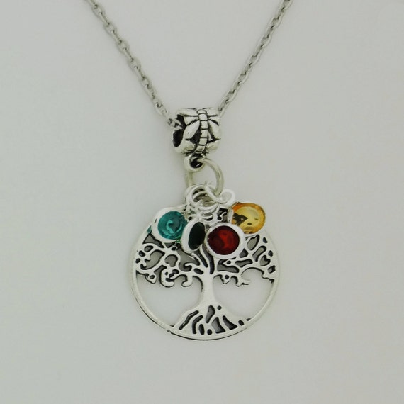 Personalised Family Names Birthstone Necklace Pendant for Mum Mother/'s Day Gift