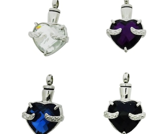 Heart Gem Cremation Urn Necklace Cremation Funeral Jewelry Pet Urn Memorial Keepsake Ash Holder Pendant Includes Funnel