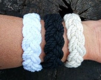 Bracelet noeud marin, bracelet noeud surfeur, bracelet tressé corde nautique, bracelet tête de turc