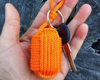 Orange Floating Cork Monkey Fist Nautical Keychain, Boat Owner Gift