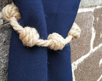 Alzapaños de cortina de yute de 7 nudos, decoración náutica para casa de playa