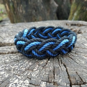 Police Thin Blue line bracelet, Back the blue police support  law enforcement officer bracelet, turk head knot bracelet, Police Appreciation