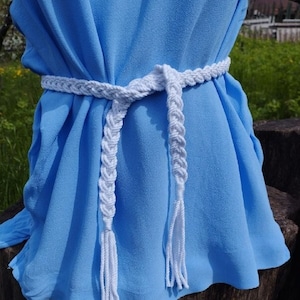 Snow white Nautical rope tassel waist belt, Cotton Woven Belt, Braided Cotton Belt, Sailor belt, Surfer belt,  Beach Summer Stylish belt