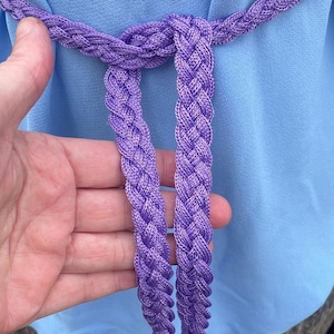 Lilac Woven braided tassel waist belt, Turk head knot, Beach Summer Stylish belt