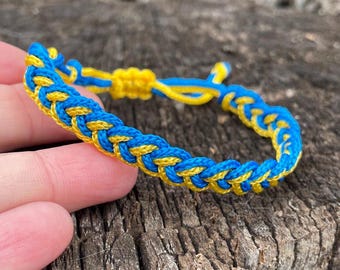 Ukrainian Flag Blue & Yellow Bracelet, Stand With Ukraine Bracelet, Adjustable Unisex Wristband