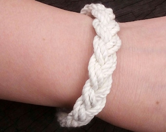 Weißes Kordel Armband, Strand Sommer Armband, Frauen und Männer weißes Armband, Türken Kopfknoten, Seil Armband, Sailor Armband, Surfer Armband
