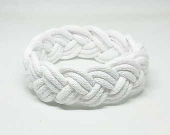 Weiß Türken Kopf Sailor Knoten Armband 3 Strang, geflochtene Schnur Armband Sommer Surfer gewebt Armband, Baumwoll-Strand Armband