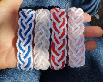 Striped Two Color Surfer Turks Head Rope Knot Bracelet