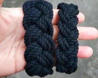 Pulsera de nudo marinero de algodón negro, trenzada náutica