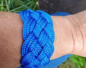 Wide Nautical Navy Bracelet  Turks Head knot Bracelet for Surfer and Sailor