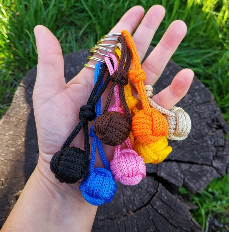 Monkey Fist Keychain Nautical Cord Key Chain Knot Key Fob Etsy