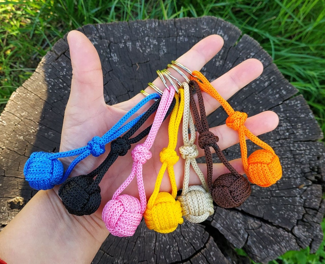 Monkey Fist Keychain Nautical Cord Key Chain Knot Key Fob Etsy