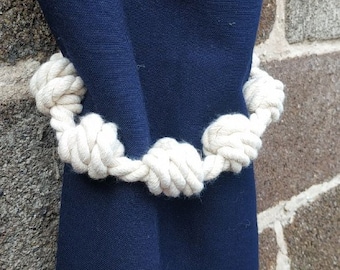 Sujetadores de cortinas o topes de puerta de cuerda de algodón con 7 nudos, estilo náutico.