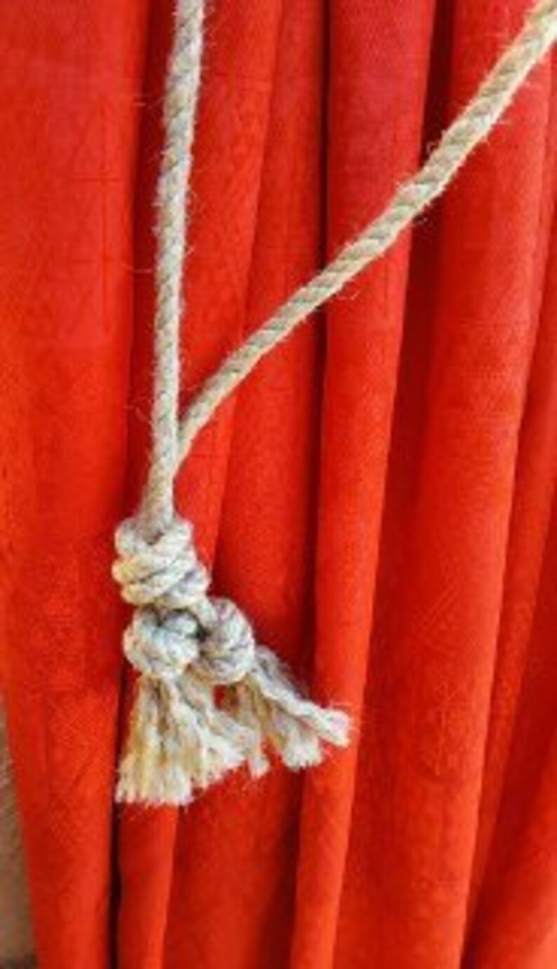 Jute Rope Curtain Tie Backs Nautical Curtain Holdback Jute Etsy