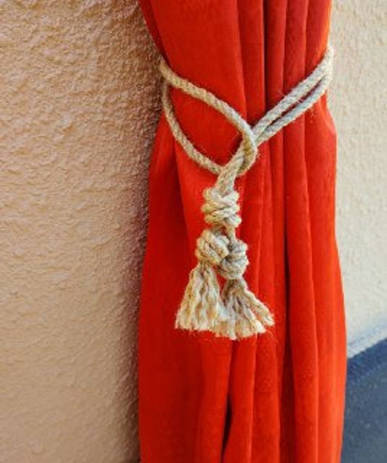 Jute Rope Curtain Tie Backs Nautical Curtain Holdback Jute Etsy