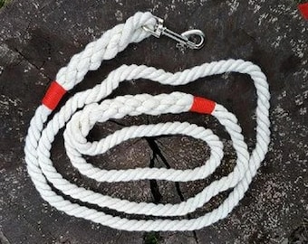White Cotton Rope Dog Leash, Braided Wedding Lead