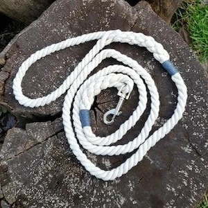 Cotton Rope Dog Leash, Soft Braided Cotton Dog Lead, Walking Eco-Friendly Rope Dog Leash, White  Wedding Dog Leash, Best Dog accessories
