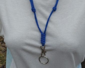 Blue Cotton Adjustable Neck Lanyard, Swivel Clasp