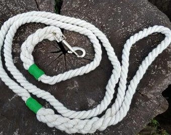 Natural Cotton Rope Dog Leash, Braided Nautical Style