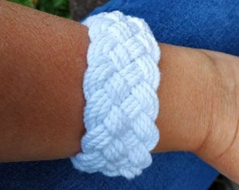 White String bracelet for men and women, best friend bracelet, Cotton nautical bracelet, Beachy Sailor knot rope bracelet, Surfer bracelet