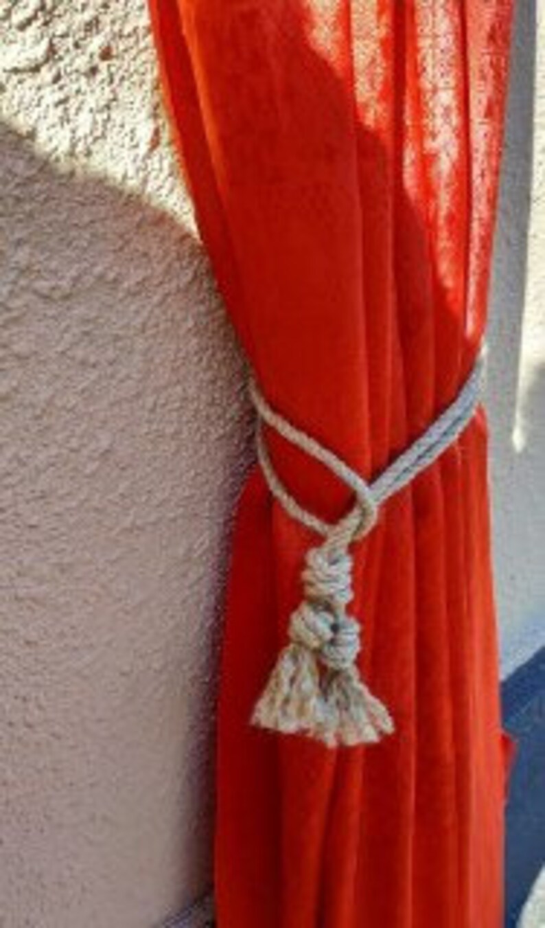 Jute Rope Curtain Tie Backs Nautical Curtain Holdback Jute Etsy