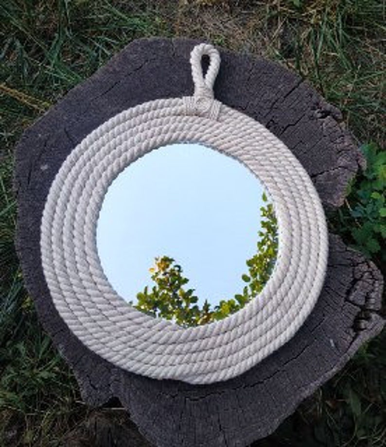 Small round nautical rope mirror 12 Rope wall mirror Etsy