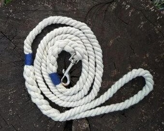Braided Cotton Rope Dog Leash, Natural Nautical Style