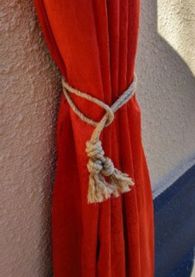 Jute Rope Curtain Tie Backs Nautical Curtain Holdback Jute Etsy