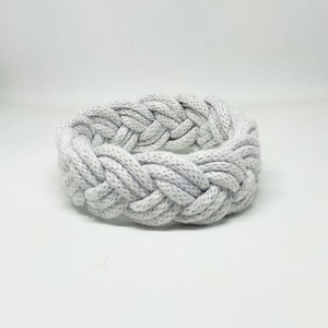 Light grey Turks Head Sailor knot Bracelet 3 strand, Nautical Braided Cord Bracelet, Summer Surfer woven Bracelet, Cotton Beach Bracelet