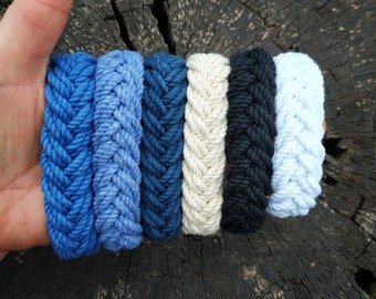 Nautical Herringbone Cotton Rope Bracelet, Sailor knot bracelet