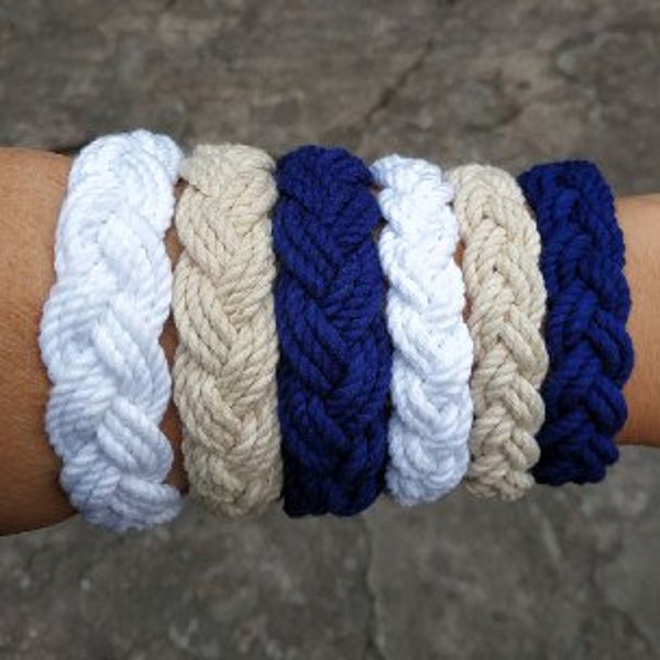 String Cord Bracelet, Beach Summer Bracelet, Women and Men White Bracelet, Turks Head Knot, Rope Bracelet, Sailor Bracelet, Surfer Bracelet